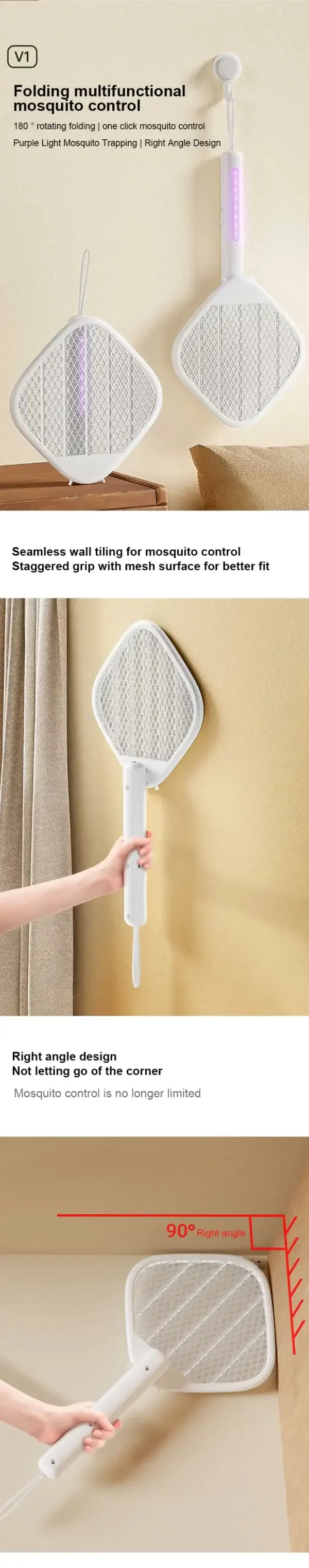 Qualitell V1 Foldable Electric Mosquito Swatter